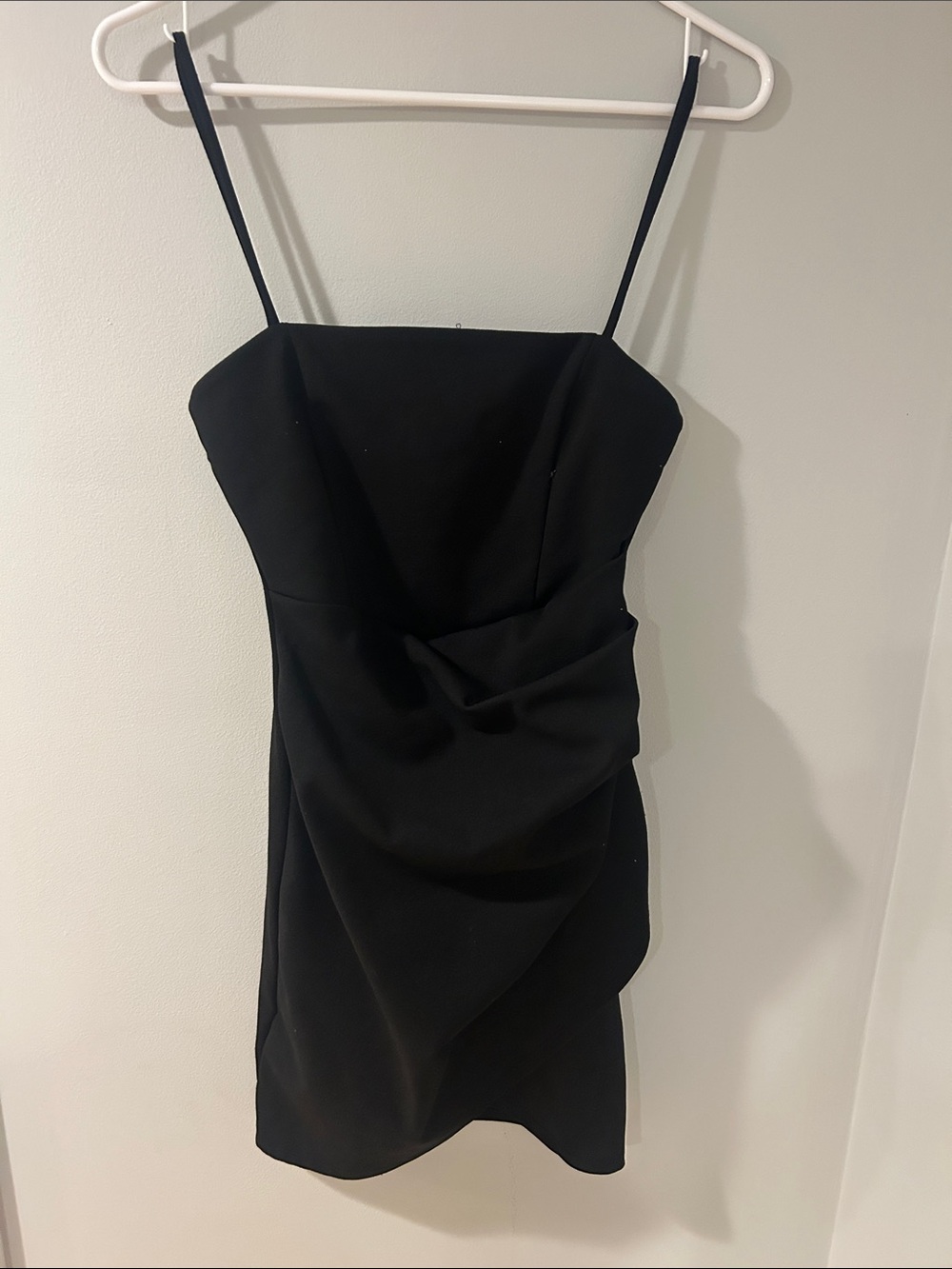 Windsor Black Draped Spaghetti-Strap Mini Dress